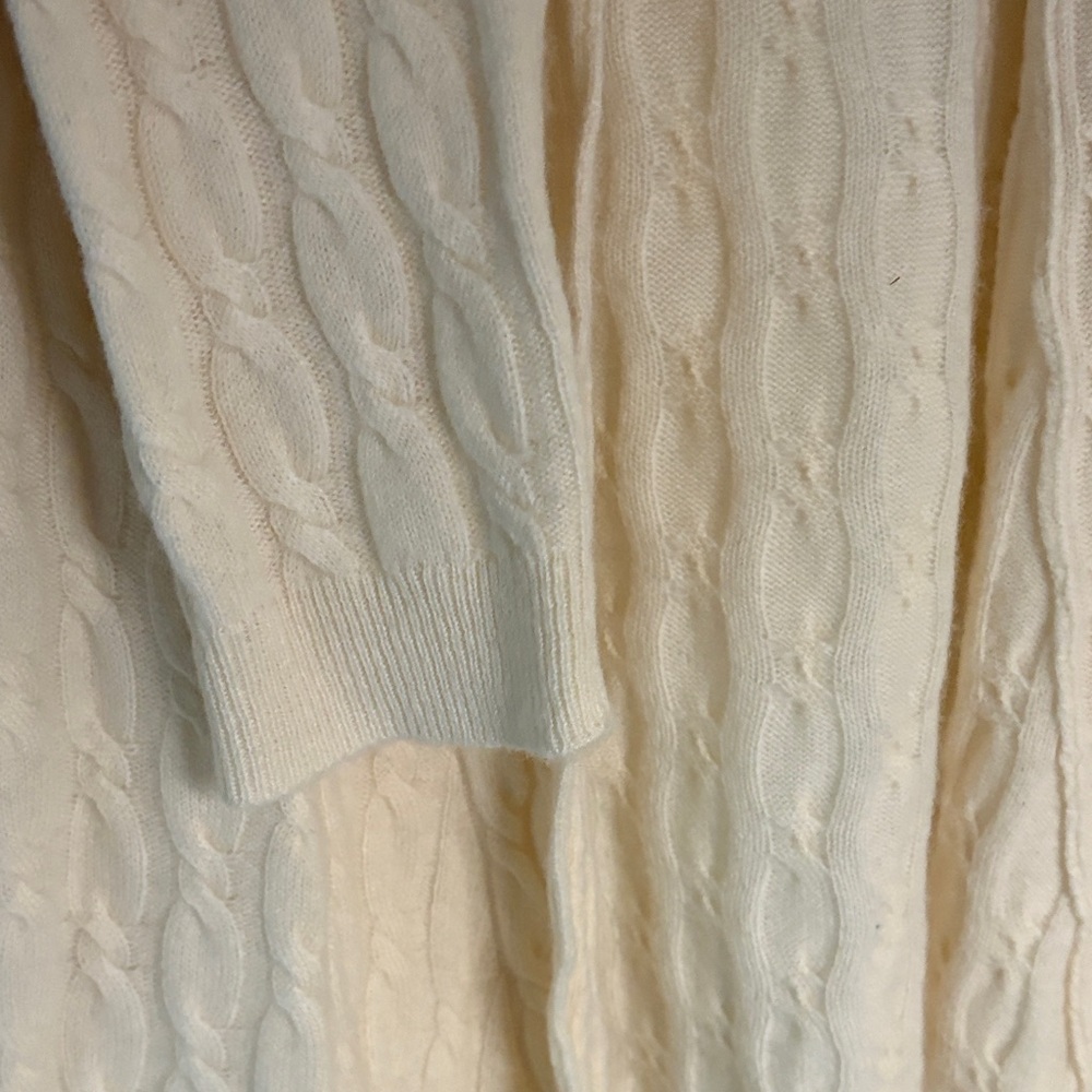 Garnet Hill Cream CASHMERE Cable Knit Cardigan - Picture 4 of 4